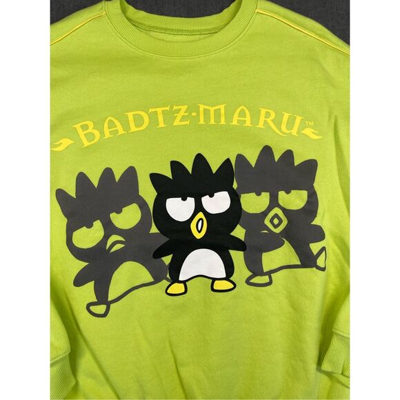 Sanrio Badtz Maru Sweatshirt Women XL Green Kawaii 90s Y2K Streetwear Anime - Picture 2 of 7